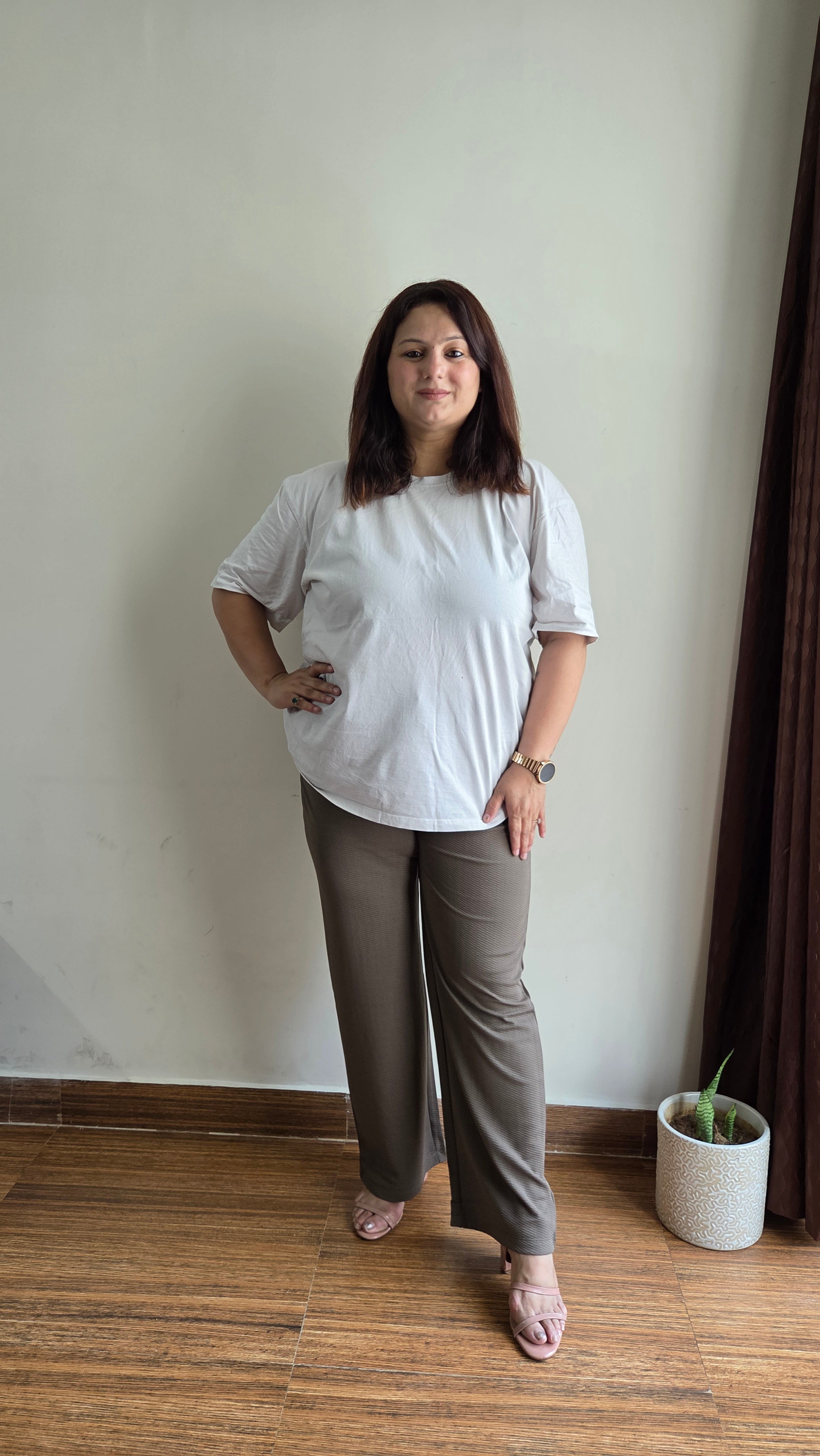 Lycra Blend Pants - Taupe Brown
