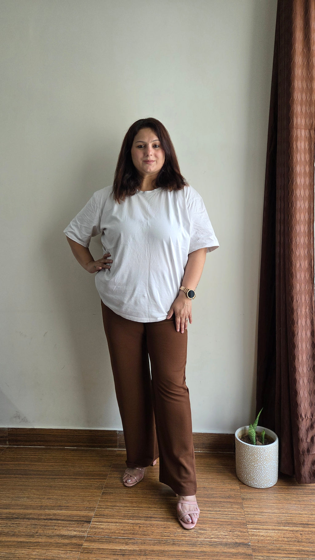 Lycra Blend Pants - Brown