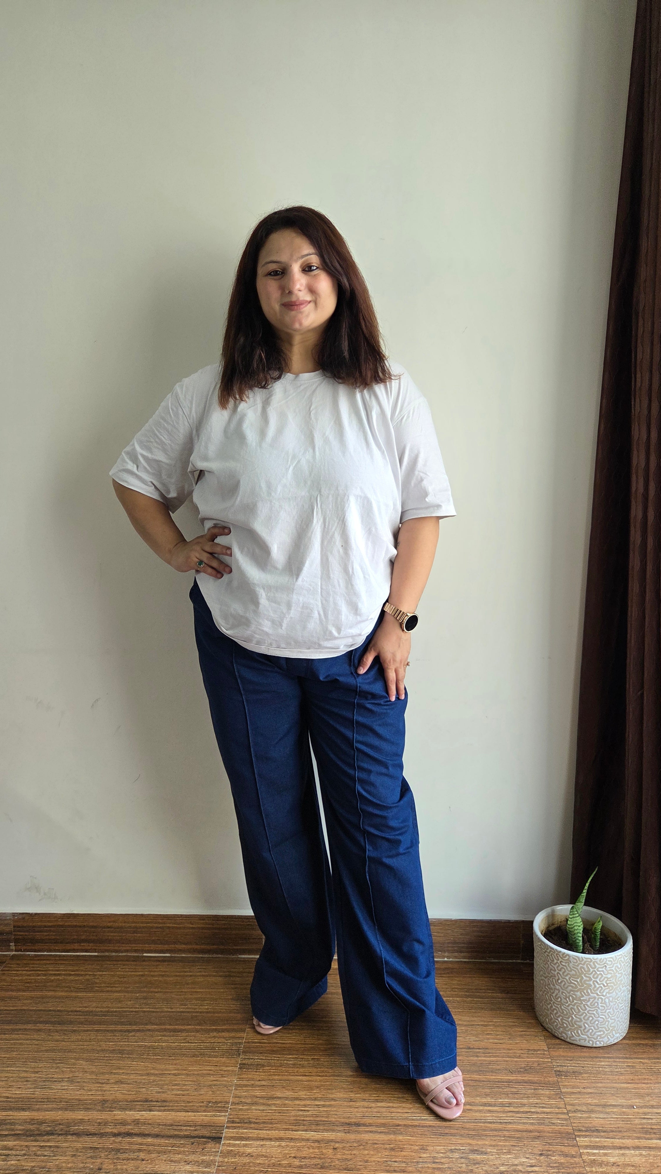 Women Straight Fit Non-Stretchable Denim Pants - Dark Blue